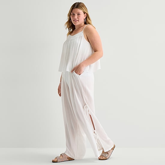 Forever 21 Womens Juniors Plus Straight Mid Rise Pull-On Pant
