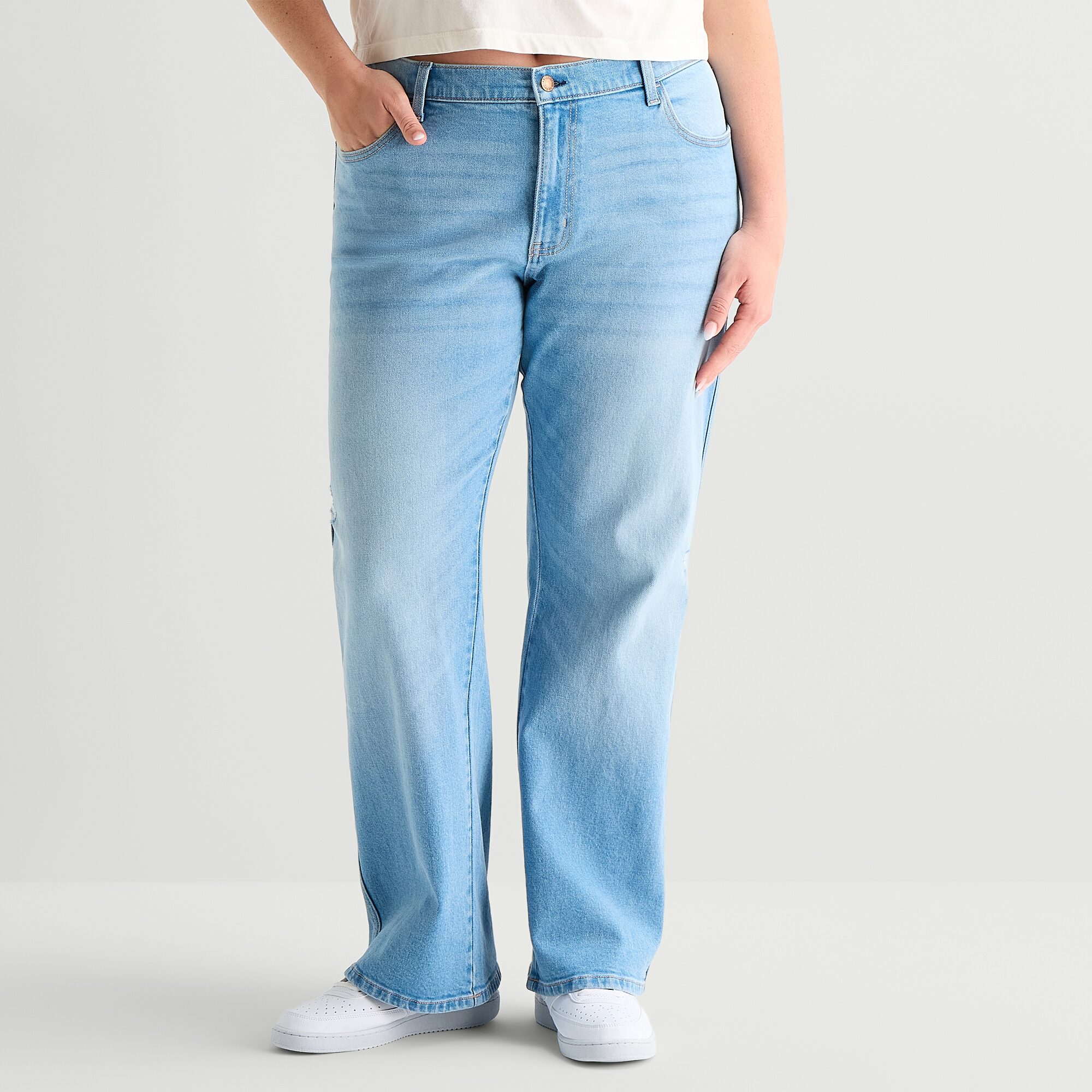 Arizona Womens Juniors Plus Straight Leg Jean