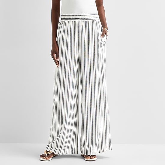 Worthington Womens Wide Leg High Rise Pull-On Pant