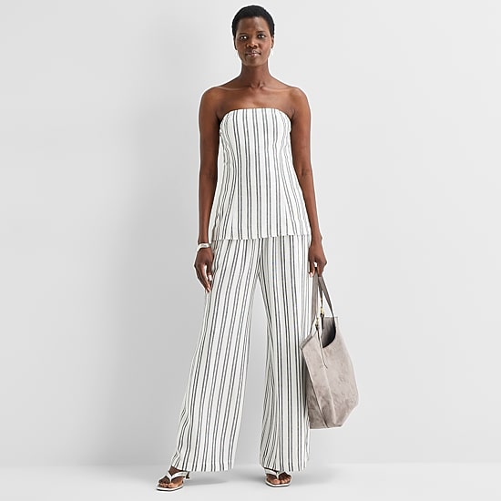 Worthington Womens Wide Leg High Rise Pull-On Pant