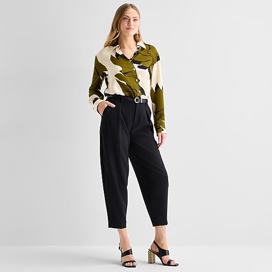 Worthington Womens Tapered Pleated Pant