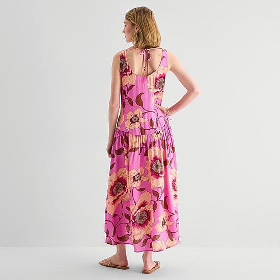 A.N.A Womens Sleeveless Round Neck Drop Waist Dress