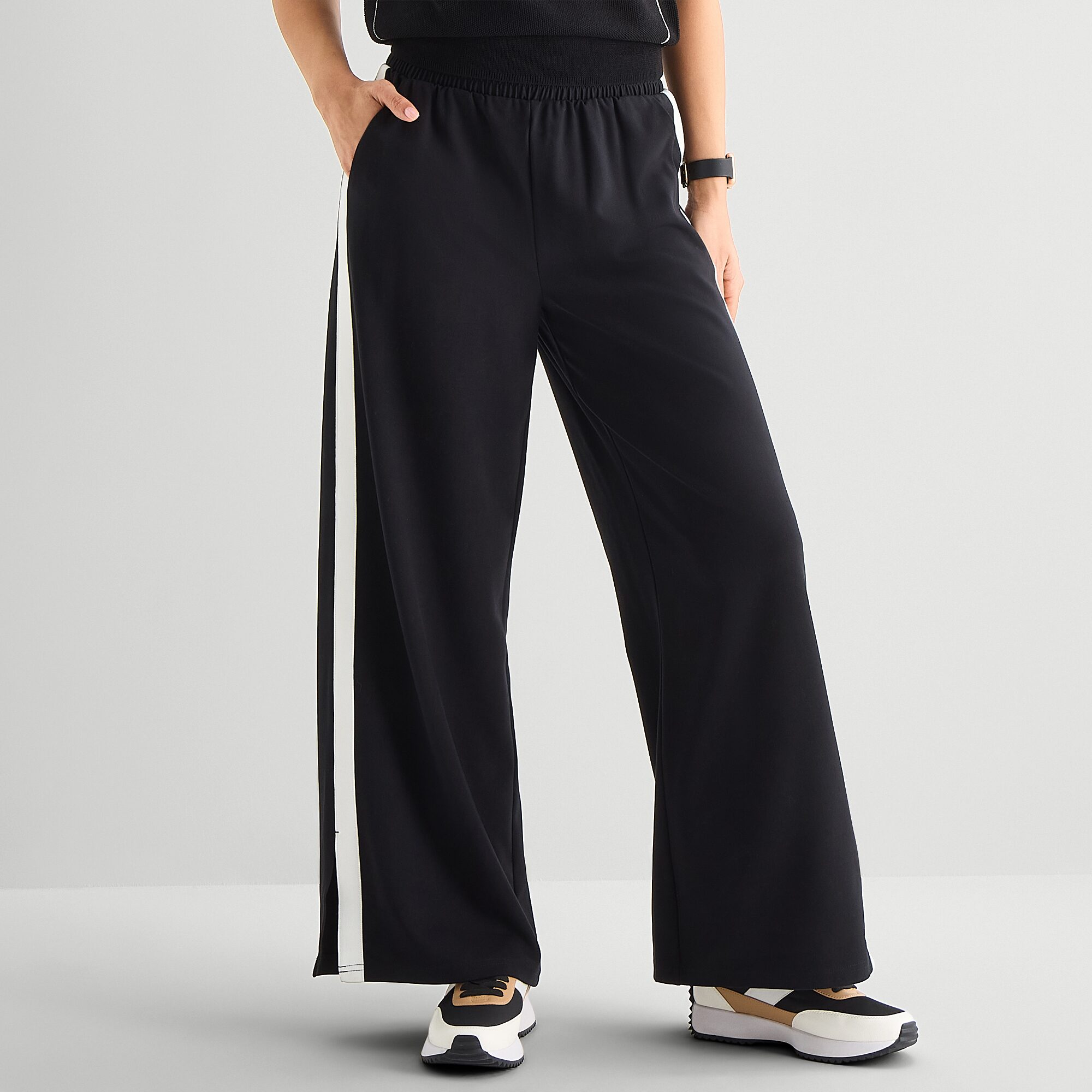 Stylus Womens Wide Leg High Rise Track Pant