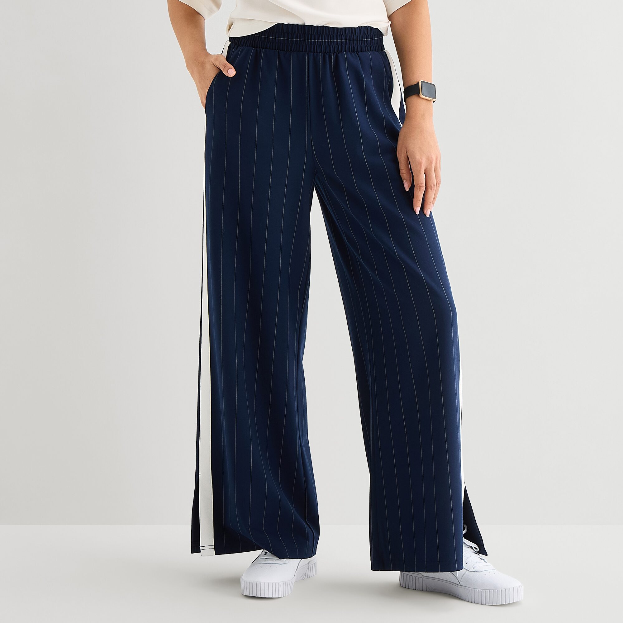 Stylus Womens Wide Leg High Rise Track Pant