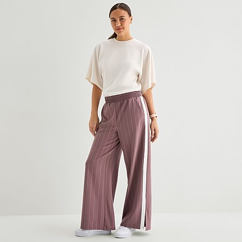 Stylus Womens Wide Leg High Rise Track Pant In Pink