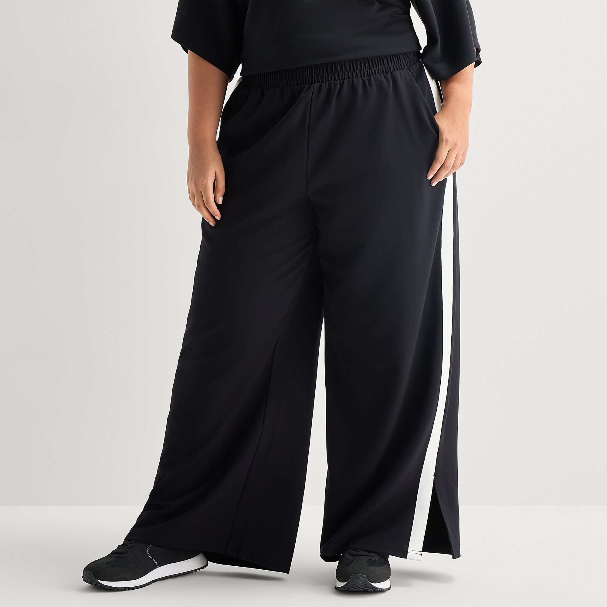 Stylus Womens Plus Wide Leg High Rise Track Pant