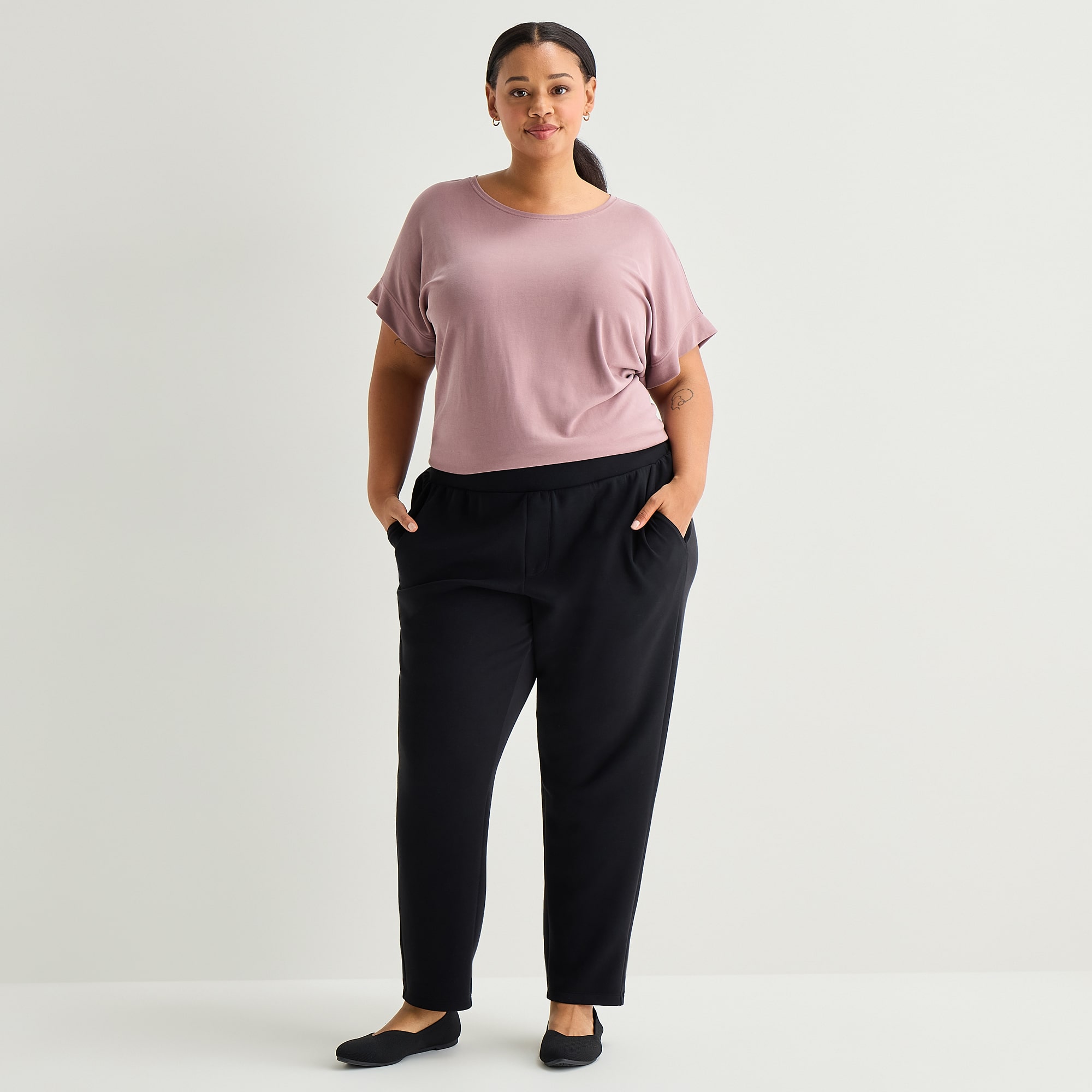 Stylus Womens Plus Tapered High Rise Lounge Pant