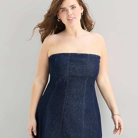 a.n.a Womens Plus Midi Straight Neck Sleeveless A-Line Dress