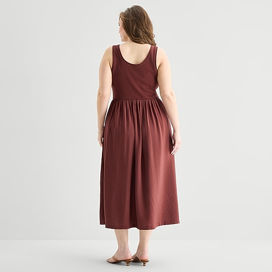 A.N.A Womens Plus U Neck Sleeveless Maxi Dress