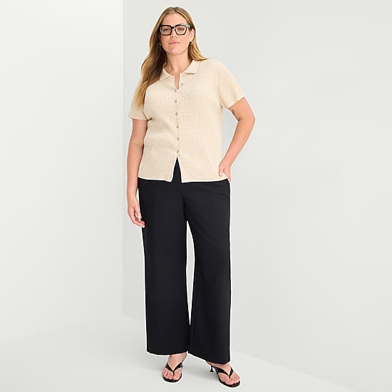 A.N.A Plus Womens Short Sleeve Polo Sweater