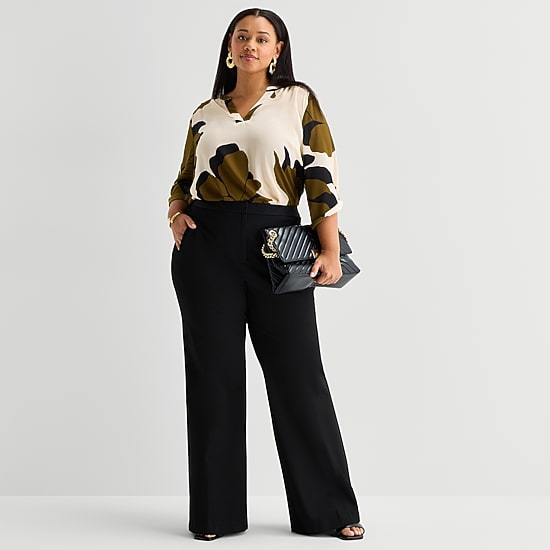 Worthington Plus Womens Fit and Flare Pant