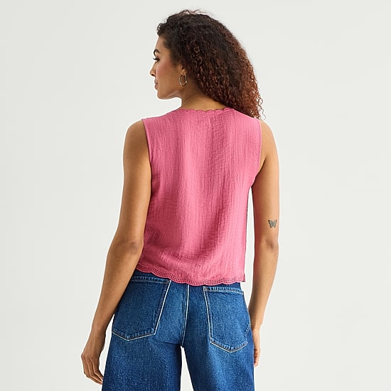 A.N.A Womens V Neck Sleeveless Embroidered Vest