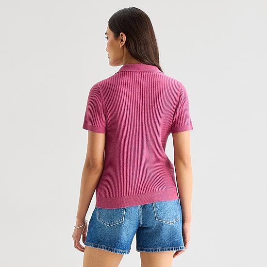 a.n.a Womens Short Sleeve Polo Sweater