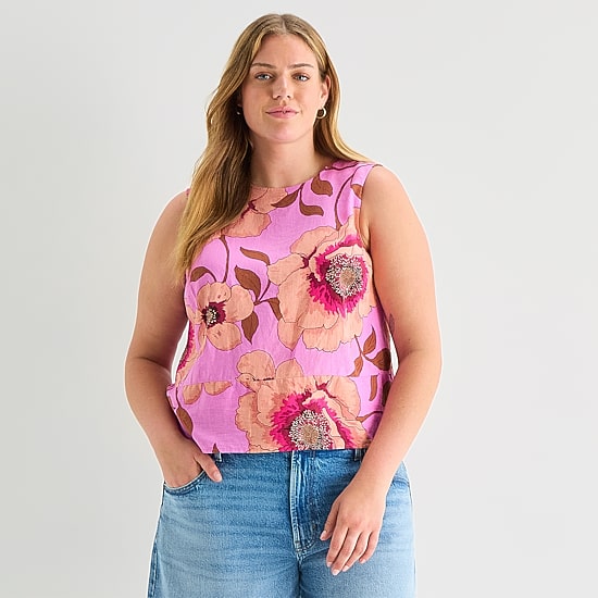 A.N.A Womens Plus Round Neck Sleeveless Blouse