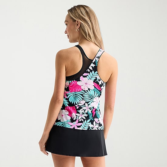 ZeroXposur Womens Built In Bra Floral Tankini Swimsuit Top