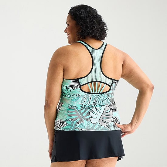 ZeroXposur Womens Leaf Plus Tankini Swimsuit Top