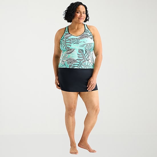 ZeroXposur Womens Leaf Plus Tankini Swimsuit Top