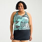 ZeroXposur Womens Leaf Plus Tankini Swimsuit Top