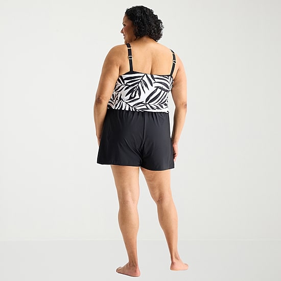 Sonnet Shores Womens Plus Swim Romper