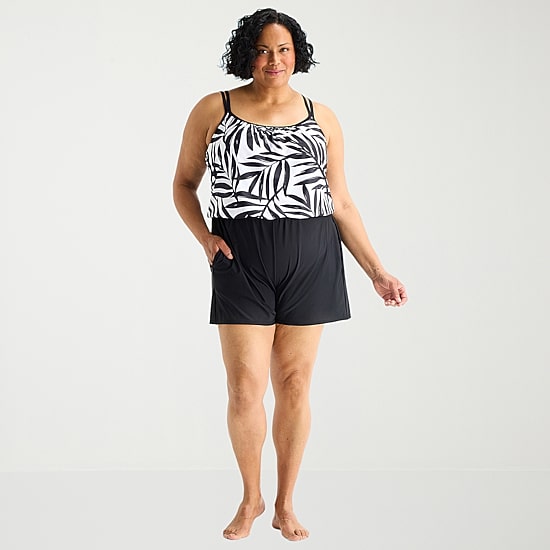 Sonnet Shores Womens Plus Swim Romper