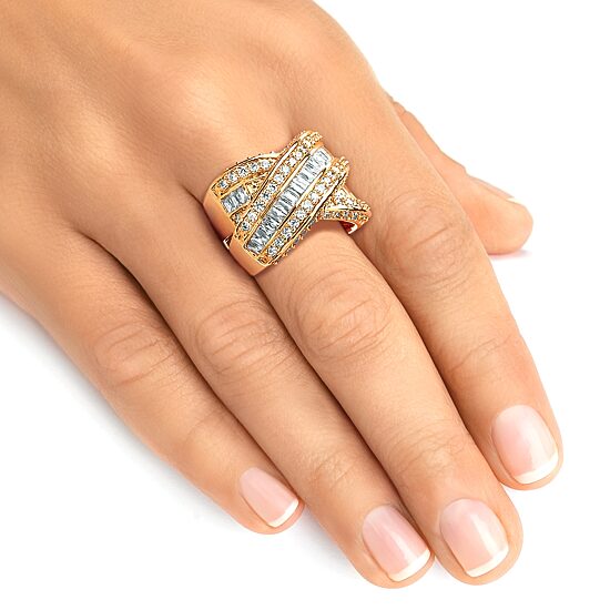 Womens 3 3/4 CT. T.W. Cubic Zirconia 14K Gold Over Brass Cocktail Ring