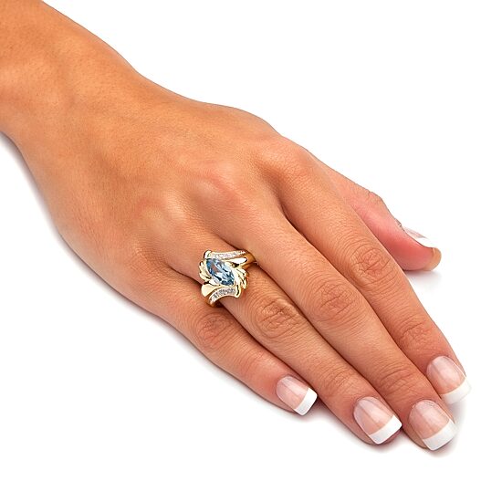 Womens 2 CT. T.W. Blue Cubic Zirconia 14K Gold Over Brass Cocktail Ring
