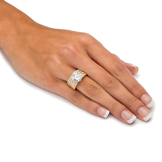 DiamonArt® Womens 5 3/4 CT. T.W. White Cubic Zirconia 18K Gold Over Silver Bridal Set