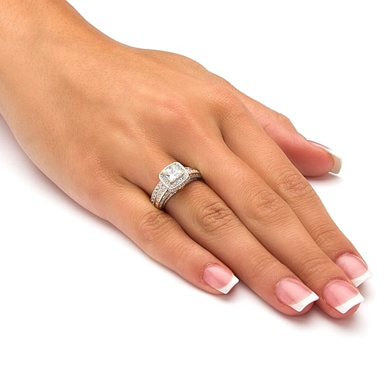 Womens 1 1/3 CT. T.W. Cubic Zirconia 18K Gold Over Brass Bridal Set