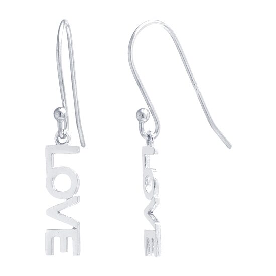 Silver Treasures Love Womens Sterling Silver Drop Earrings