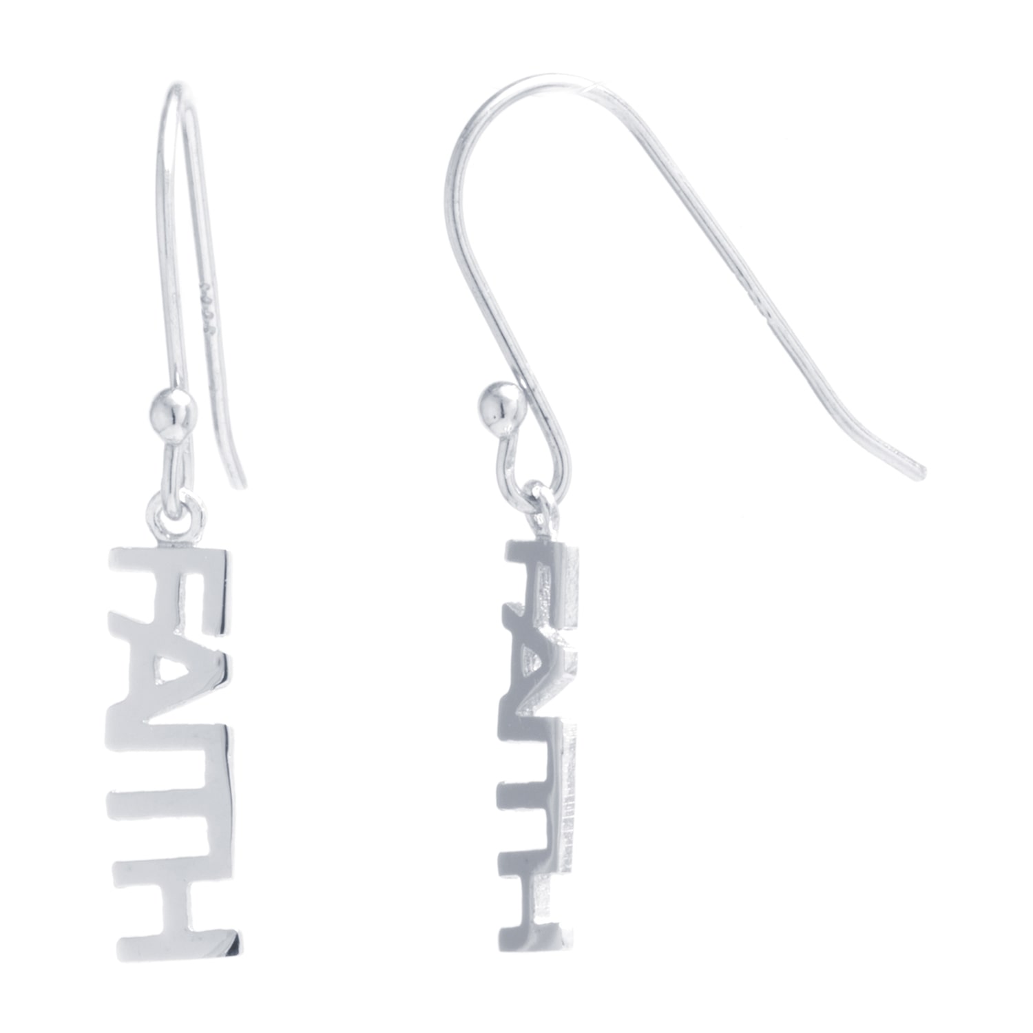 Silver Treasures Faith Womens Sterling Silver Drop Earrings