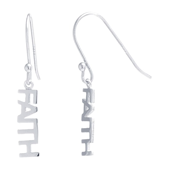 Silver Treasures Faith Womens Sterling Silver Drop Earrings