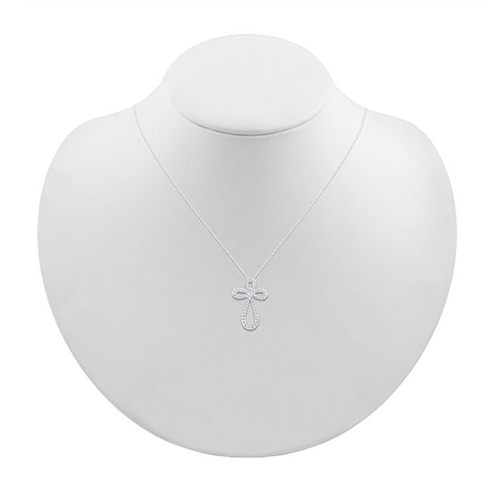 Womens 1/3 CT. T.W. Natural White Diamond 10K Gold Cross 18 Inch Pendant Necklace