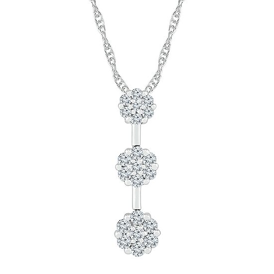 Linear Womens 1/2 CT. T.W. Natural White Diamond 10K Gold 18 Inch Pendant Necklace