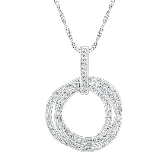 Womens 3/4 CT. T.W. Natural White Diamond 10K Gold Circle 18 Inch Pendant Necklace