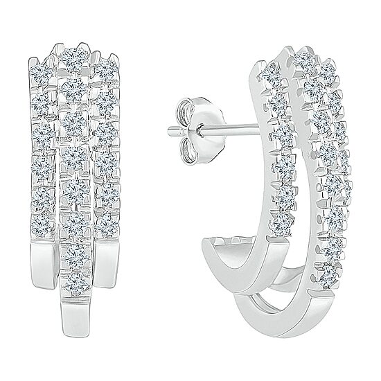 Womens 1/2 CT. T.W. Natural White Diamond 10K Gold 18.6mm Hoop Earrings