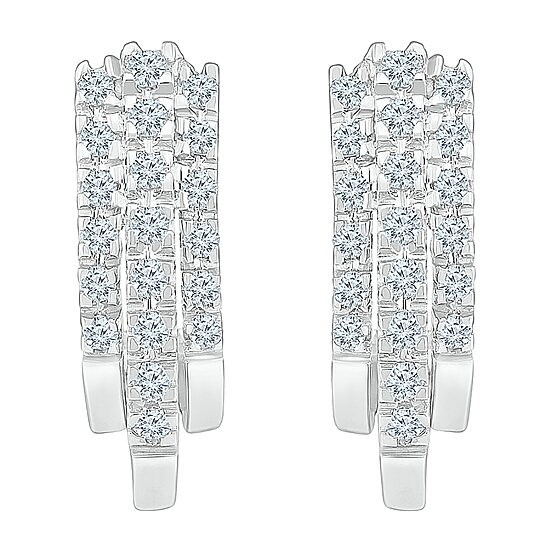 Womens 1/2 CT. T.W. Natural White Diamond 10K Gold 18.6mm Hoop Earrings