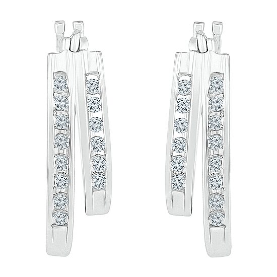 Womens 1/2 CT. T.W. Natural White Diamond 10K Gold 18.9mm Hoop Earrings