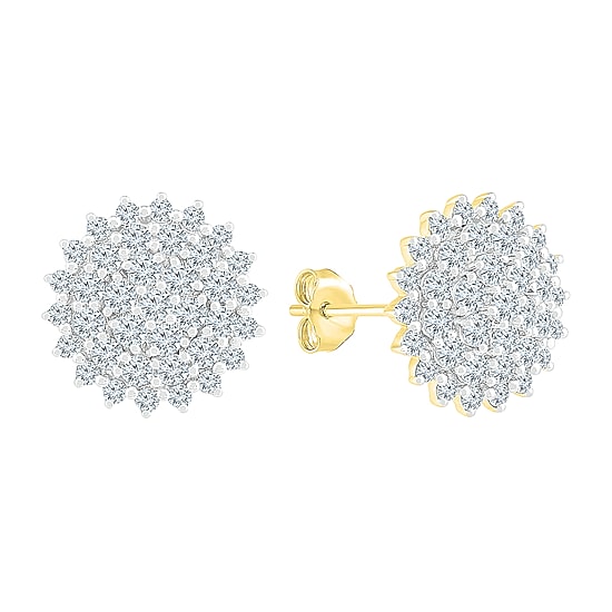 1 1/4 CT. T.W. Natural White Diamond 10K Gold 12mm Stud Earrings