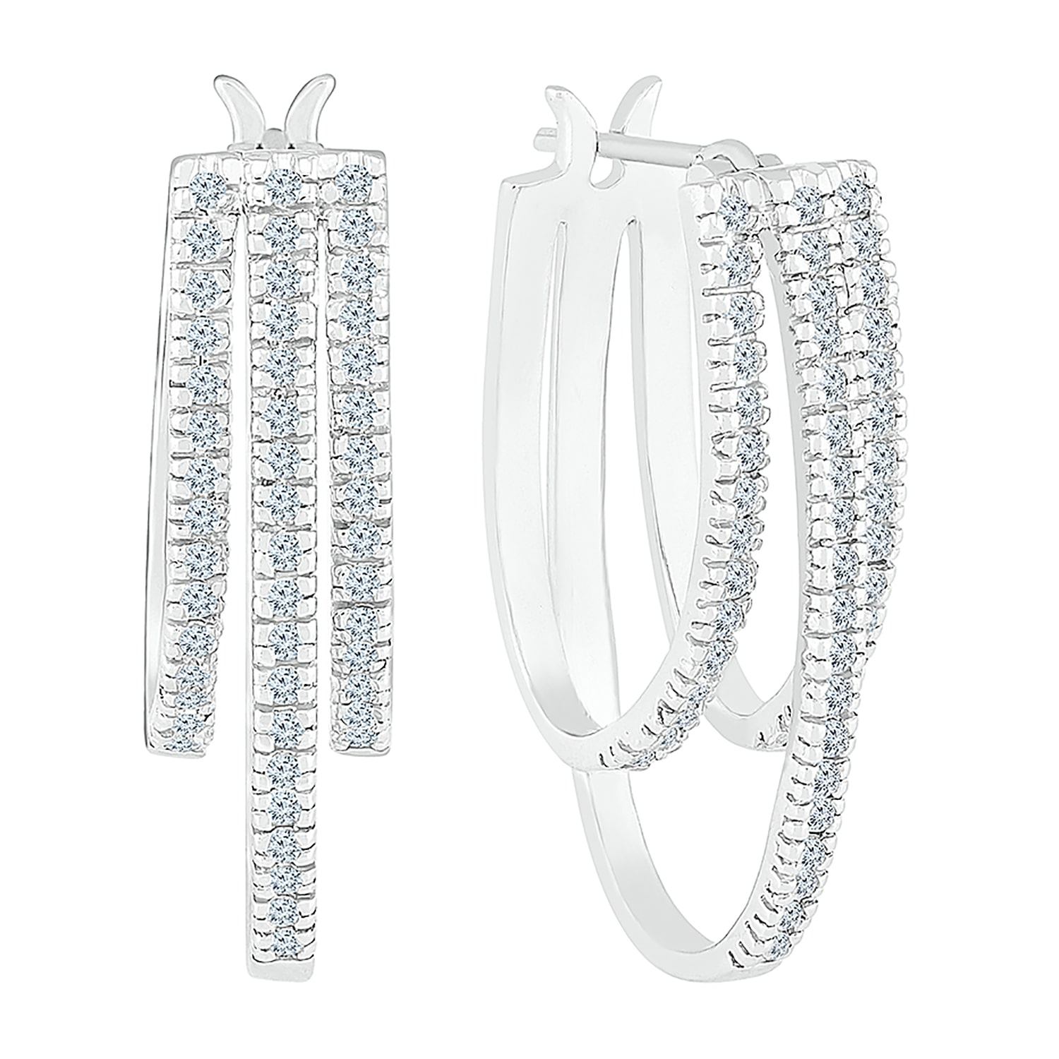 Womens 1/2 CT. T.W. Natural White Diamond 10K Gold 24.5mm Hoop Earrings