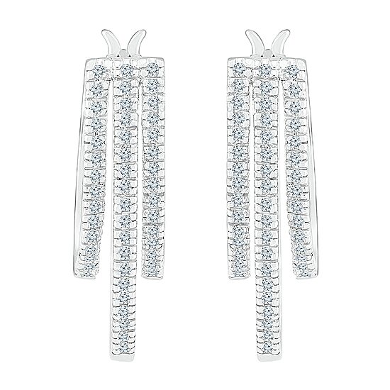 Womens 1/2 CT. T.W. Natural White Diamond 10K Gold 24.5mm Hoop Earrings