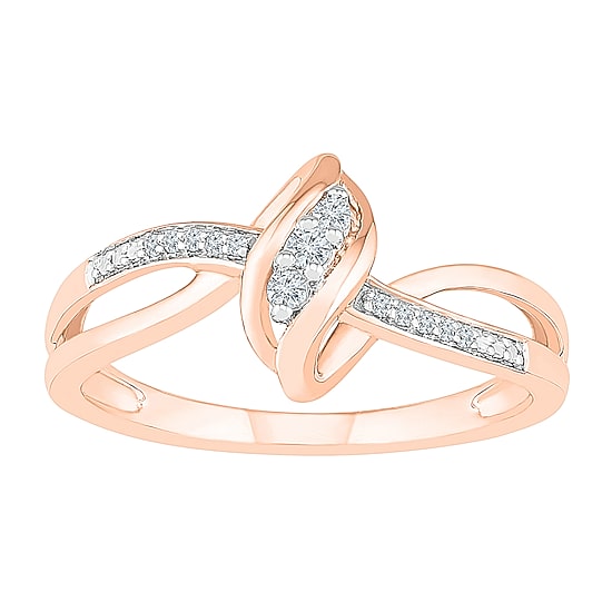 Womens Diamond Accent Natural White Diamond 10K Gold Cocktail Ring