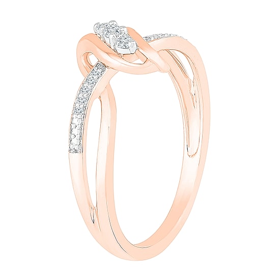 Womens Diamond Accent Natural White Diamond 10K Gold Cocktail Ring