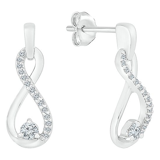 Womens 1/6 CT. T.W. Natural White Diamond 10K Gold Infinity Drop Earrings