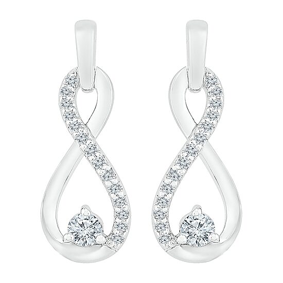 Womens 1/6 CT. T.W. Natural White Diamond 10K Gold Infinity Drop Earrings