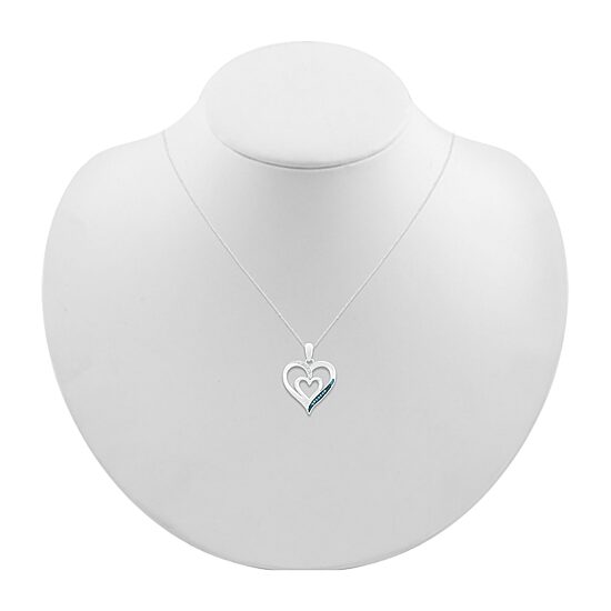 Womens Diamond Accent Natural Blue Diamond Sterling Silver Heart 18 Inch Pendant Necklace