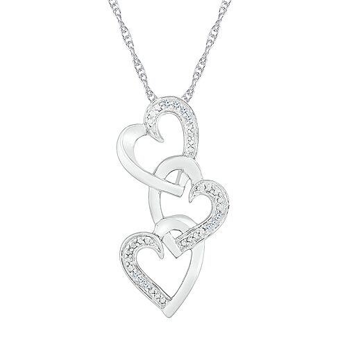 Womens Diamond Accent Natural White Diamond Sterling Silver Heart 18 Inch Pendant Necklace, One Size