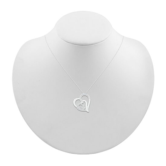 Womens Diamond Accent Natural White Diamond Sterling Silver Heart 18 Inch Pendant Necklace