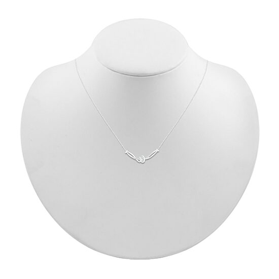 Womens White Diamond Sterling Silver 18 Inch Chevron Necklace