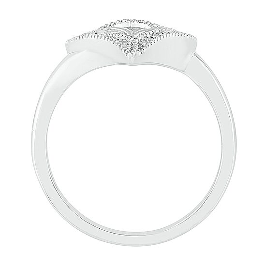 Womens Diamond Accent Natural White Diamond Sterling Silver Heart Cocktail Ring
