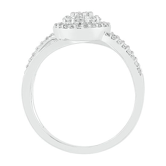Womens 5/8 CT. T.W. Natural White Diamond Sterling Silver Halo Cocktail Ring